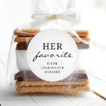 Her Favourite Wedding Favour Editable Round Sticke Classic Round Sticker<br><div class="desc">Add these customisable labels to your favour wedding favour treats! Create his and her round circle stickers. Let all your wedding guests know your favourite treats.</div>