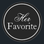 "Her Favourite" Wedding Sticker Black and White<br><div class="desc">Enhance your wedding celebration with these Personalised Wedding Favour Stickers. Perfect for adding a touch of elegance to your wedding favours, these custom labels are designed to reflect your unique style and make your special day even more memorable. Choose from a wide range of colours and fonts to personalise and...</div>