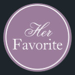 Her Favourite Wedding Sticker Lilac Lavender Purpl<br><div class="desc">Enhance your wedding celebration with these Personalised Wedding Favour Stickers. Perfect for adding a touch of elegance to your wedding favours, these custom labels are designed to reflect your unique style and make your special day even more memorable. Choose from a wide range of colours and fonts to personalise and...</div>