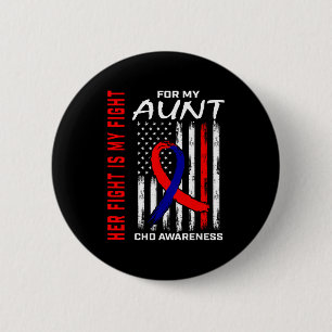 Her Fight Aunt Chd Awareness American Flag Graphic 6 Cm Round Badge