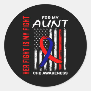 Her Fight Aunt Chd Awareness American Flag Graphic Classic Round Sticker