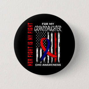 Her Fight Chd Awareness Granddaughter Usa Flag Bac 6 Cm Round Badge