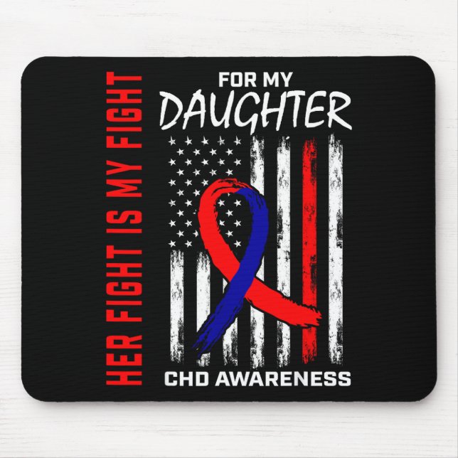 Her Fight Daughter Chd Awareness American Flag Gra Mouse Pad (Front)