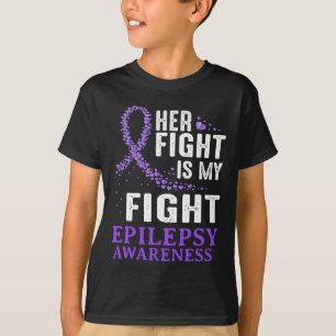 Her Fight Epilepsy Awareness Purple Ribbon Epilept T-Shirt