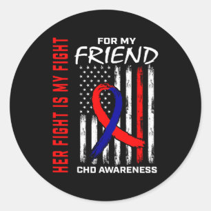 Her Fight Friend Chd Awareness American Flag Graph Classic Round Sticker