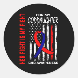 Her Fight Goddaughter Chd Awareness American Flag  Classic Round Sticker