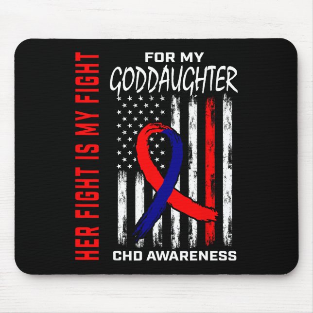 Her Fight Goddaughter Chd Awareness American Flag  Mouse Pad (Front)