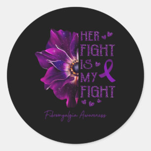 Her Fight Is My Fight Anemone Flower Fibromyalgia  Classic Round Sticker
