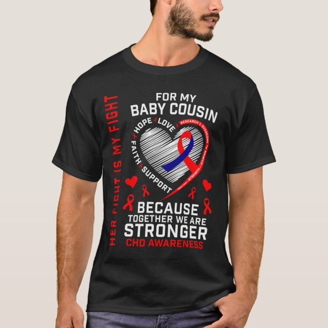 Her Fight Is My Fight Baby Cousin Warrior Heart Di T-Shirt (Front)