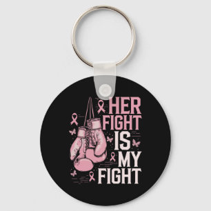 Her Fight Is My Fight Bow Pink Breast Cancer Aware Key Ring