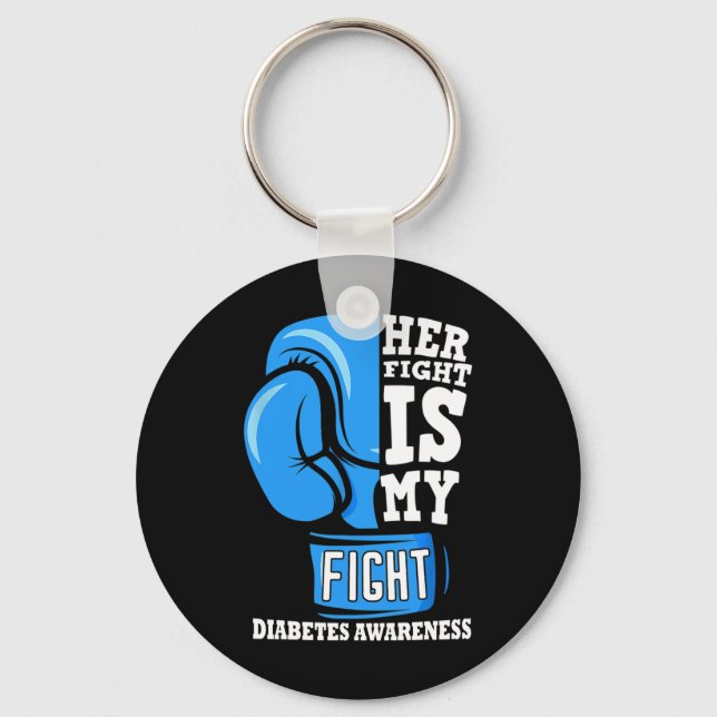 Her Fight Is My Fight Boxing Glove Diabetes Awaren Key Ring (Front)