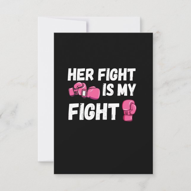 Her Fight Is My Fight Boxing Gloves Breast Cancer Invitation (Front)