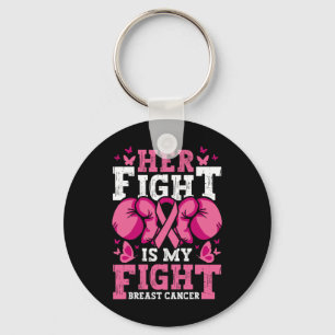 Her Fight Is My Fight Boxing Gloves Breast Cancer Key Ring