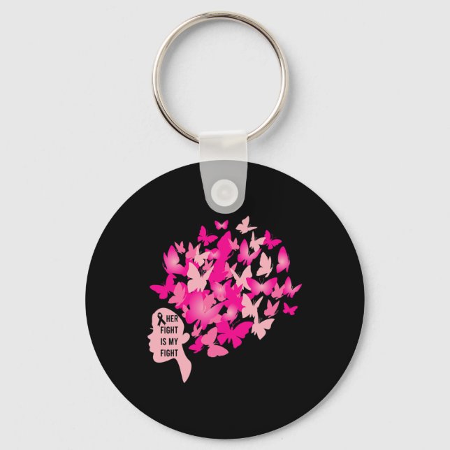Her Fight is My Fight Cool Breast Cancer Awareness Key Ring (Front)