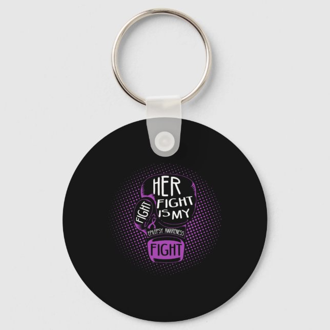 Her Fight Is My Fight Epilepsy Awareness Purple Bo Key Ring (Front)