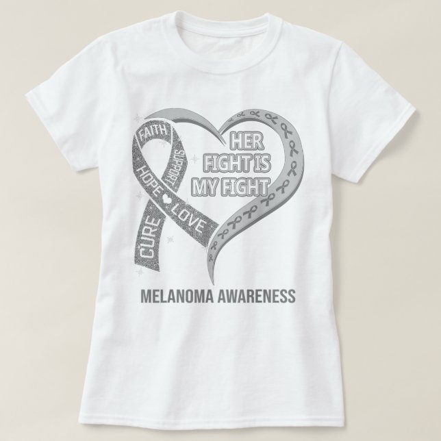Her Fight Is My Fight Melanoma Awareness Ribbon He T-Shirt (Design Front)