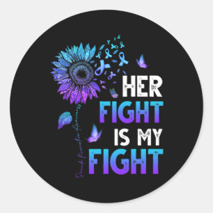 Her Fight Is My Fight Teal And Purple Ribbon Suici Classic Round Sticker