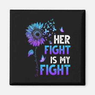Her Fight Is My Fight Teal And Purple Ribbon Suici Magnet