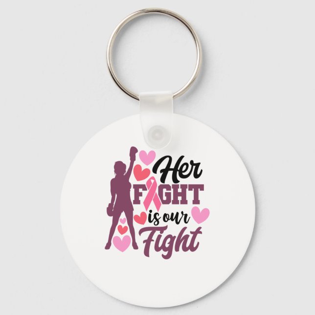 Her Fight Is Our Fight Breast Cancer Awareness Key Ring (Front)