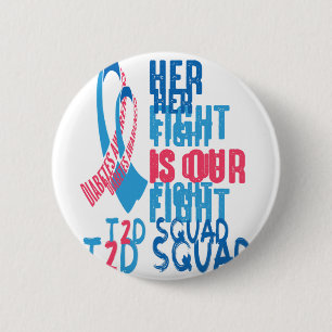 Her Fight Is Our Fight Diabetes Awareness Day T2D  6 Cm Round Badge