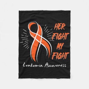 Her Fight My Fight Leukaemia Awareness Orange Ribb Fleece Blanket
