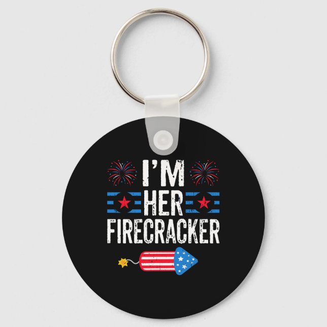 Her Firecracker 4th Of July Fireworks Matching Cou Key Ring (Front)