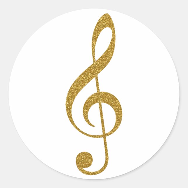her golden treble clef musical note classic round sticker (Front)