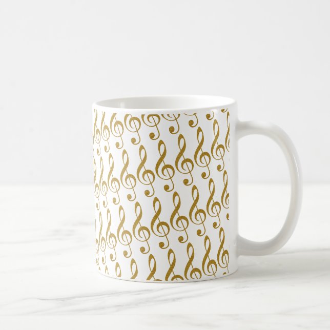 her golden treble clef musical note coffee mug (Right)