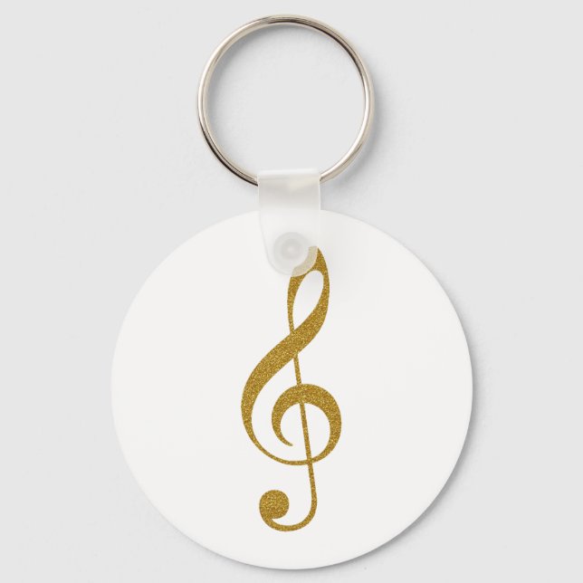 her golden treble clef musical note key ring (Front)