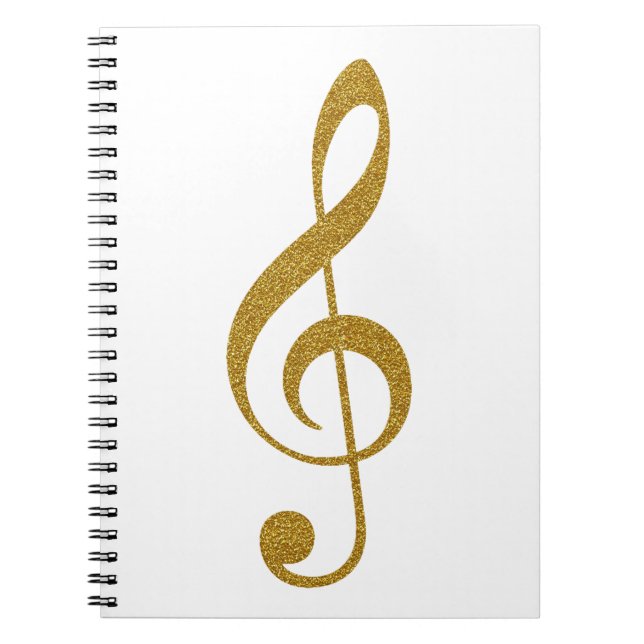 her golden treble clef musical note spiral notebook (Front)