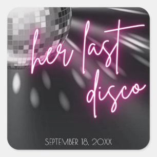 Her Last Disco Bachelorette Party Napkins Square P Sticker