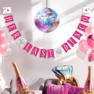 Her Last Disco Ball Bachelorette Party Banner Sign