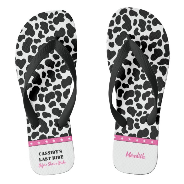 Her Last Ride Disco Cowgirl Bachelorette Party Jandals (Footbed)