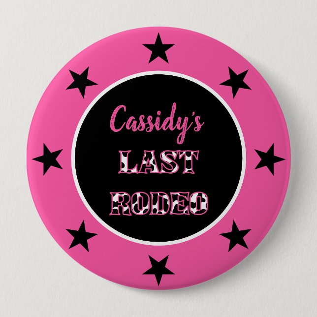 Her Last Rodeo Disco Cowgirl Bachelorette Party 10 Cm Round Badge (Front)