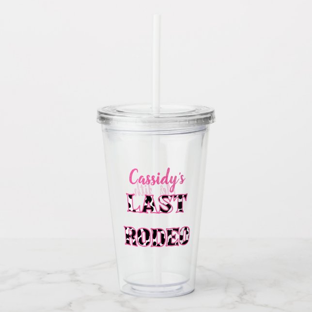 Her Last Rodeo Disco Cowgirl Bachelorette Party Acrylic Tumbler (Front)