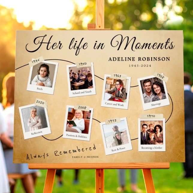 Her Life in Moments Funeral Photo Memory Timeline Poster (Funeral Photo Memory Timeline Board Poster )