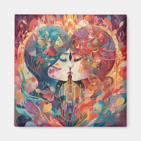 Her Love, Her Way | Lesbian Kiss Art Deco Style