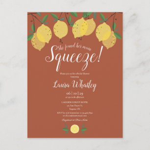 Her Main Squeeze Lemon Terracotta Bridal Shower Announcement Postcard