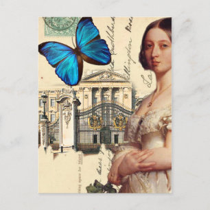 Her Majesty Queen Victoria, with blue butterfly, Postcard