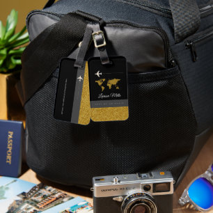 Her Modern Chic Travel Black Luggage Tag