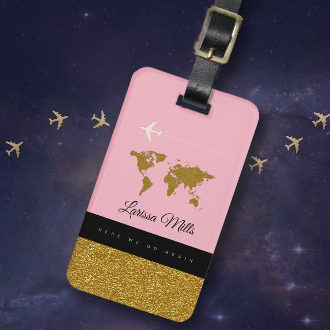 Her modern chic travel pink luggage tag (Creator Uploaded)