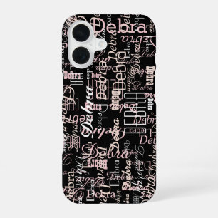 Her Name repeating all over black iPhone 16 Case