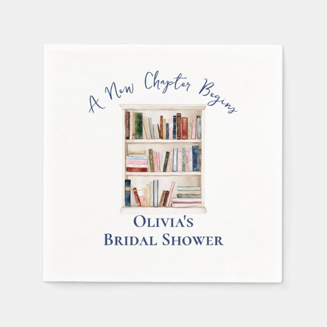 Her New Chapter Begins Book themed Bridal Shower Napkin (Front)