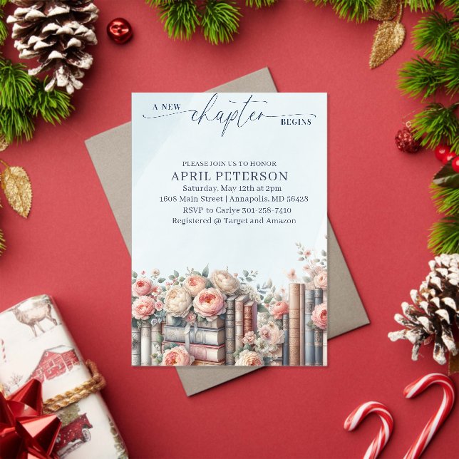Her Next Chapter Begins, Storybook Bridal Shower  Acrylic Invitations (Insitu (Holiday))