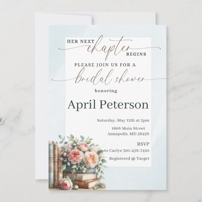 Her Next Chapter Begins, Storybook Bridal Shower  Invitation (Front)