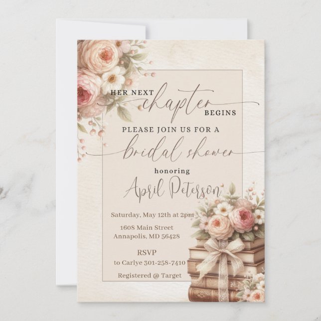 Her Next Chapter Begins, Storybook Bridal Shower  Invitation (Front)