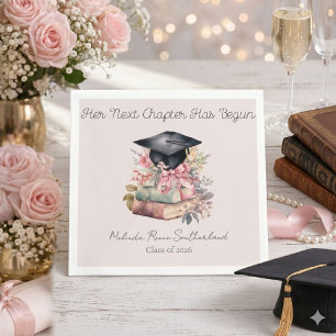 Her Next Chapter Books Graduation Party Napkin