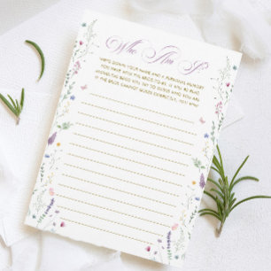 Her Next Chapter Bridal Shower Who Am I Game Card