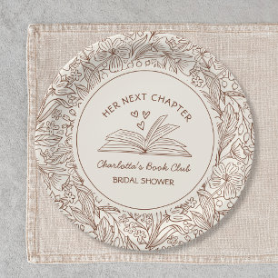 Her Next Chapter Brown Book Club Bridal Shower Paper Plate