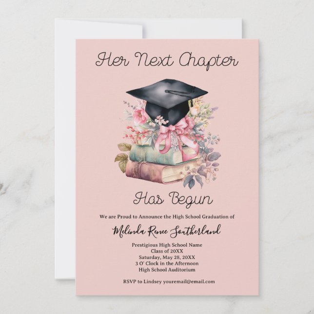 Her Next Chapter Graduation Announcement (Front)